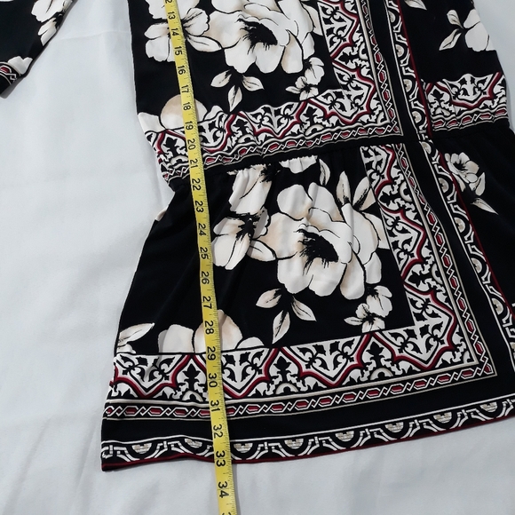 White House Black Market Dress Black and White Floral 3/4 Sleeves Size Small - Picture 10 of 10